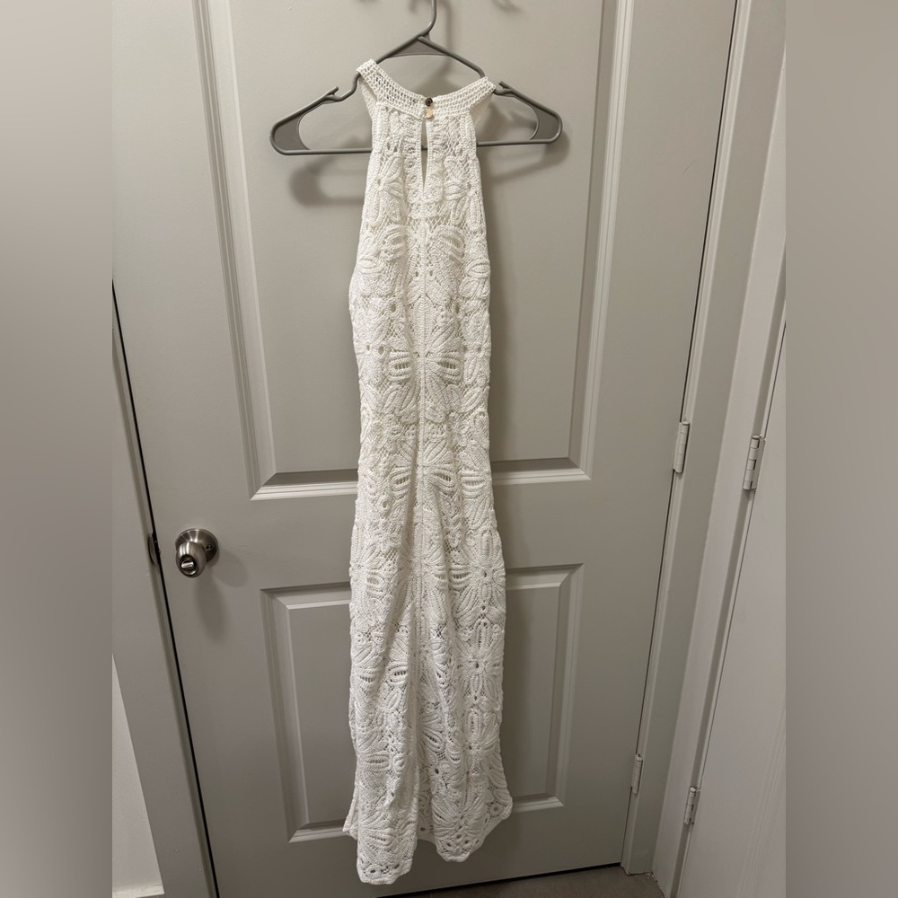 Maje White knit midi dress Lace Halter-Style Maxi Dress - Picture 7 of 11